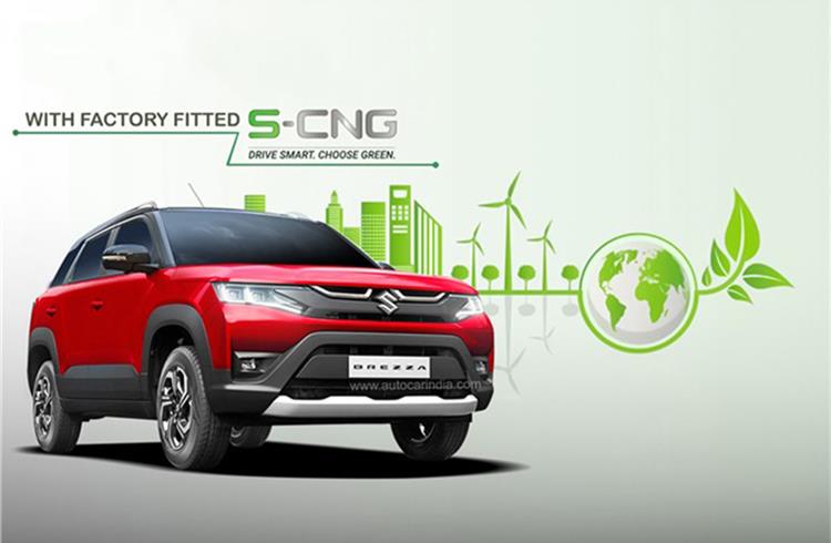 The upcoming Brezza CNG will be the first SUV in India to come with a factory-fitted CNG kit.